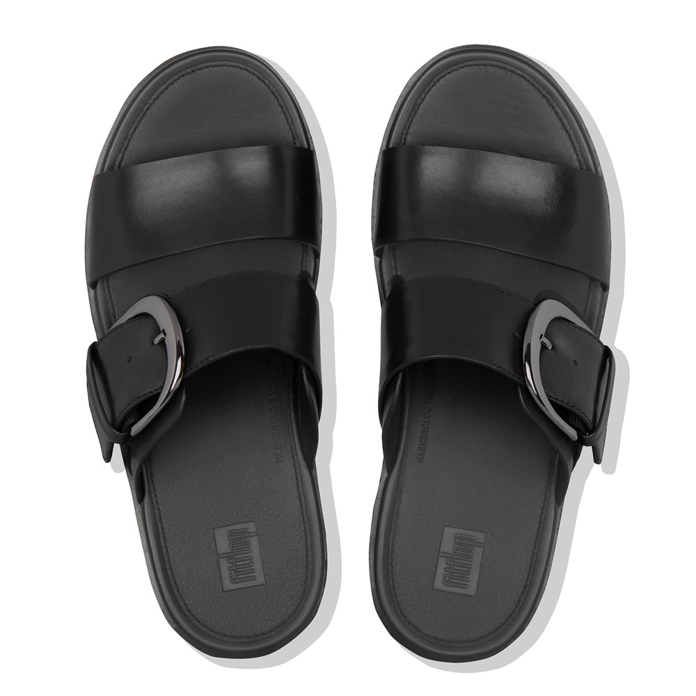 Fitflop Womens Platforms Black - Pilar Leather Slide - IY9412385